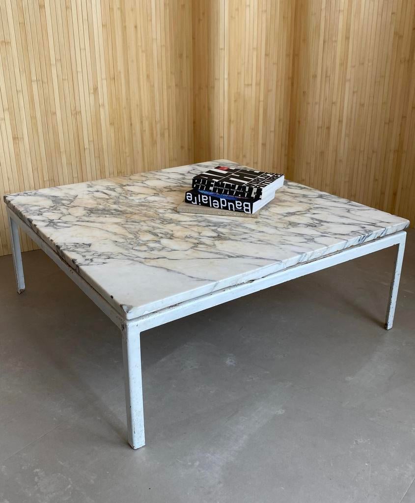 Vintage marmeren Knoll tafel, Huis en Inrichting, Ophalen, 100 tot 150 cm, Vierkant, 50 tot 100 cm