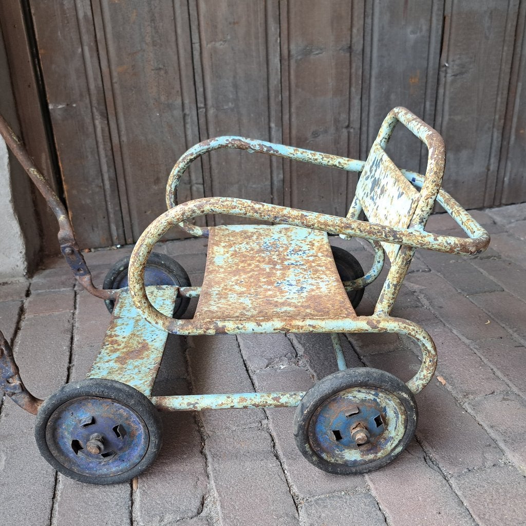Brocante oude Franse metalen poppenwagen speelgoed *Etage3*, Gebruikt, ., Ophalen of Verzenden, .