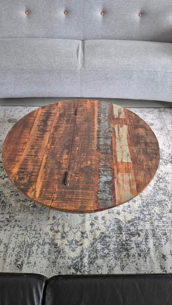 salontafel met opbergruimte, Ophalen, 50 tot 100 cm, Rond, 50 tot 100 cm