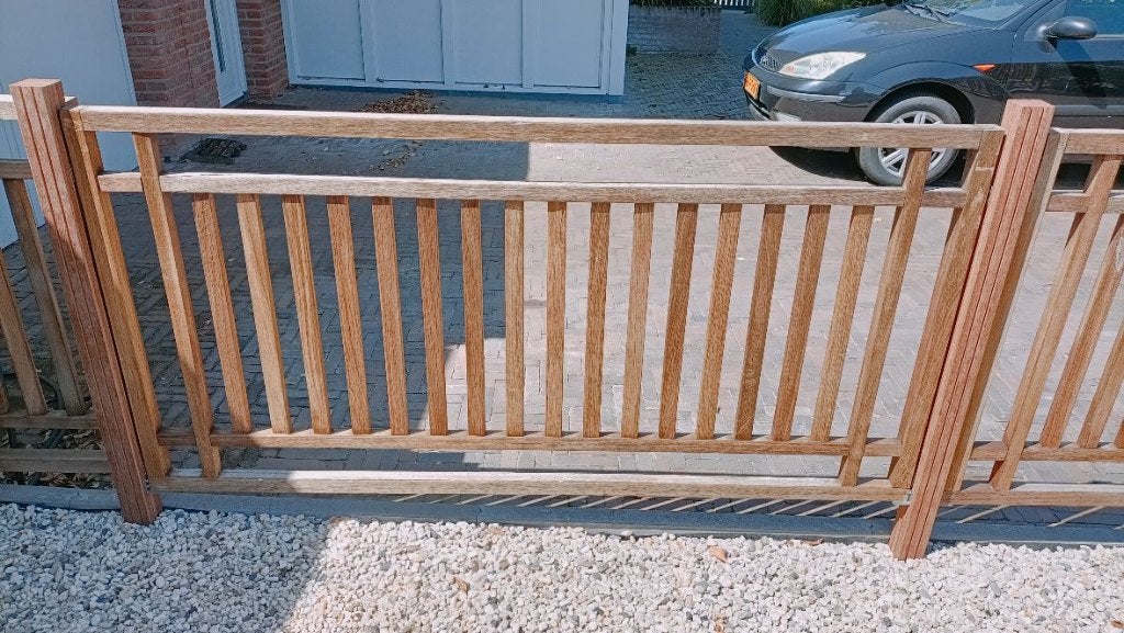 1x hard houten hek., Ophalen, Gebruikt, 100 tot 150 cm, 150 tot 200 cm