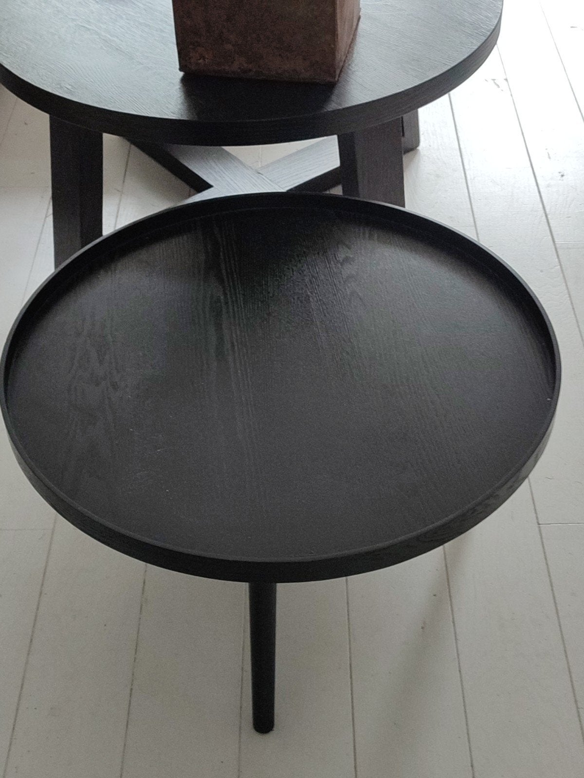 Woood Mesa bijzettafel diameter 60 cm zwart, Ophalen, Rond, 55 tot 75 cm, Zo goed als nieuw