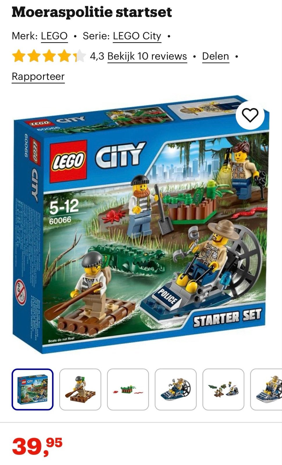 Lego City Moeras Politie Startset 60066 - Compleet, Kinderen en Baby's, Speelgoed | Duplo en Lego, Lego, Ophalen of Verzenden