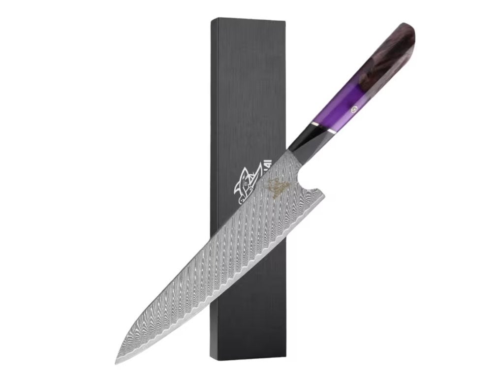 Messerhai Koksmes 20cm Damascus Staal 67L Murasaki, Overige materialen, Los bestek, Keukenmes, Nieuw