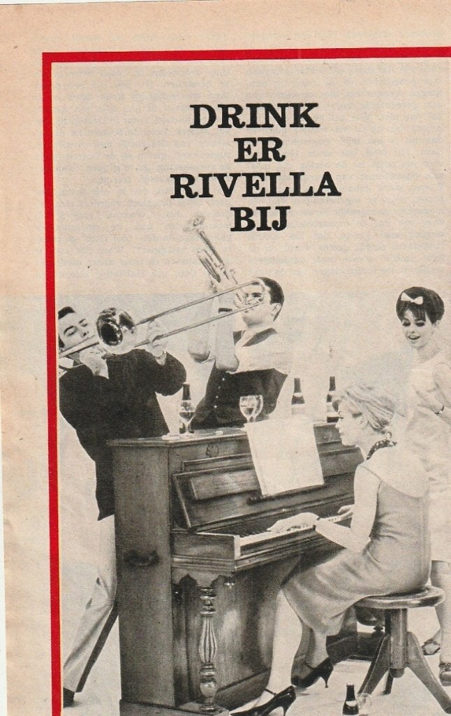 Retro reclame 1963 Rivella muziekinstrumenten feest, Verzamelen, Verzenden, Overige typen