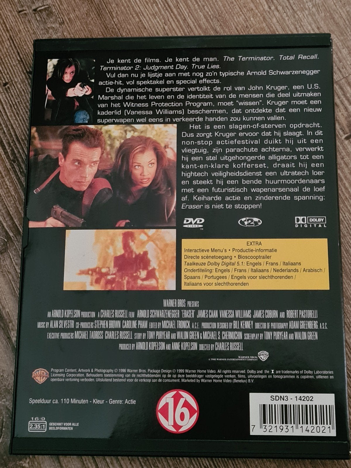 Eraser DVD - Actiethriller met Arnold Schwarzenegger, Cd's en Dvd's, Vanaf 16 jaar, Nederlands, Actiethriller, Ophalen of Verzenden