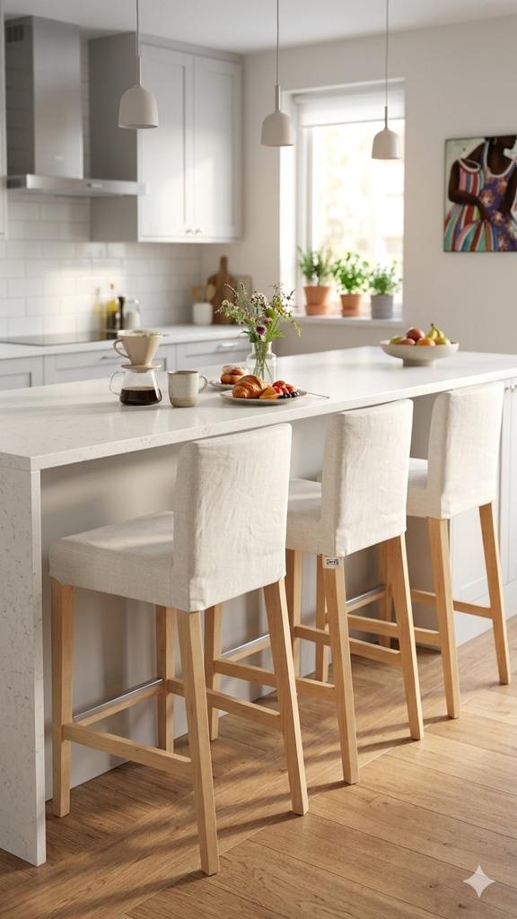 3 IKEA HENRIKSDAL barkrukken, Ophalen, Drie, Wit, Zo goed als nieuw