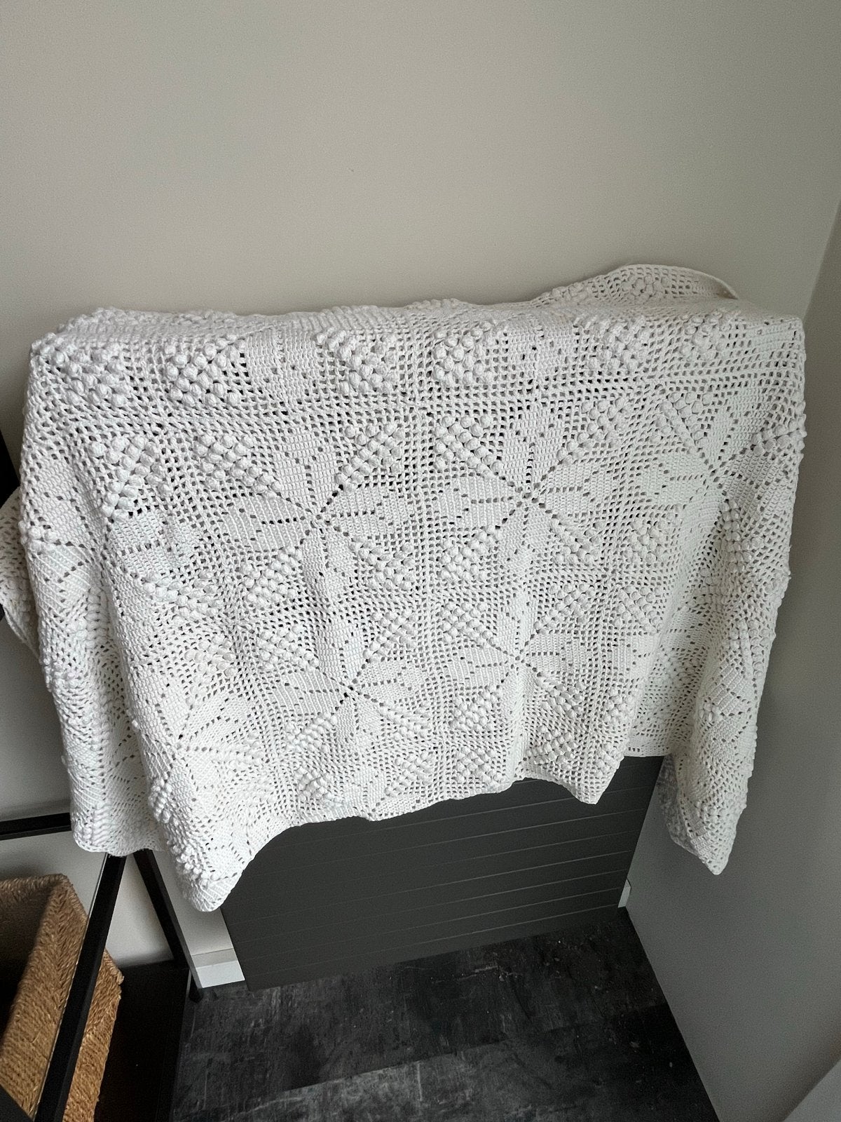 Handgemaakt gehaakt wit sprei/deken, Overige merken, Wit, Vierkant, Ophalen of Verzenden