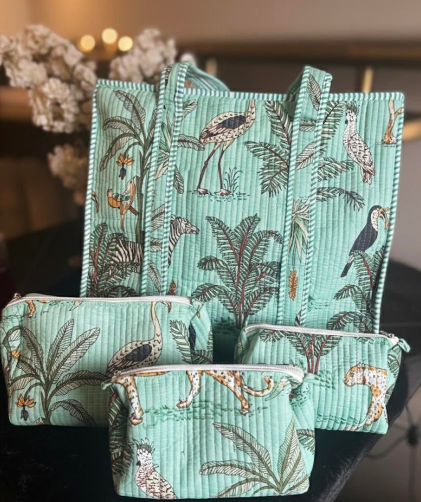 Tas - handtas - draagtas - 100% katoen - turqoise, Kleding | Dames, Overige Dameskleding, Nieuw, Ophalen of Verzenden