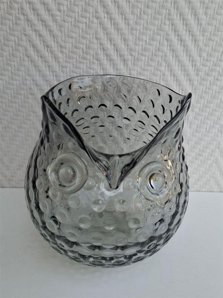 Glazen uil vaas, hoog ong. 16 cm, gaaf, Huis en Inrichting, Woonaccessoires | Vazen, Ophalen of Verzenden, Zo goed als nieuw, Overige kleuren