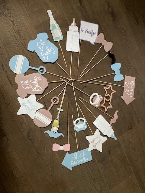 GRATIS: photobooth rekwisieten vr bv babyshower/photoshoot, Ophalen, Zo goed als nieuw, Geboorte of Huwelijk
