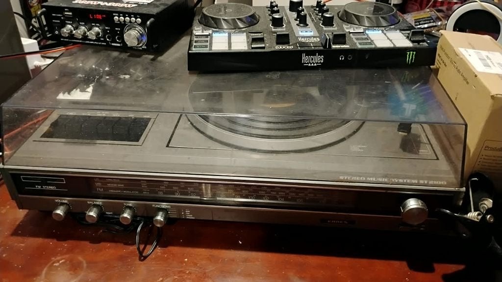 Vintage ERRES platenspeler met FM stereo tuner en kap, Ophalen of Verzenden, Gebruikt, Overige merken