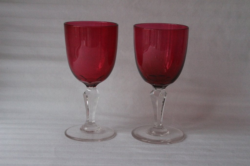 Antieke cranberry red kristallen wijnglazen 19e eeuw, Antiek en Kunst, Antiek | Glas en Kristal, Ophalen