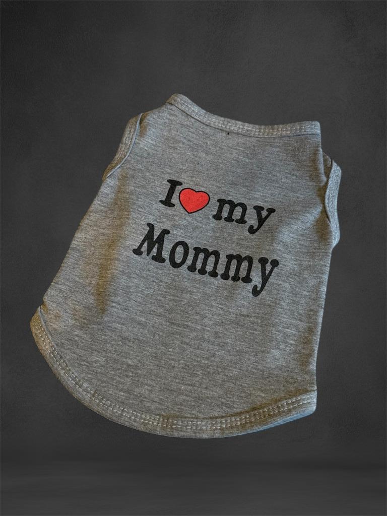 Honden T-shirt grijs – “I ️ my mommy” – XS – nieuw, Dieren en Toebehoren, Ophalen of Verzenden, Nieuw, Hondenshirt