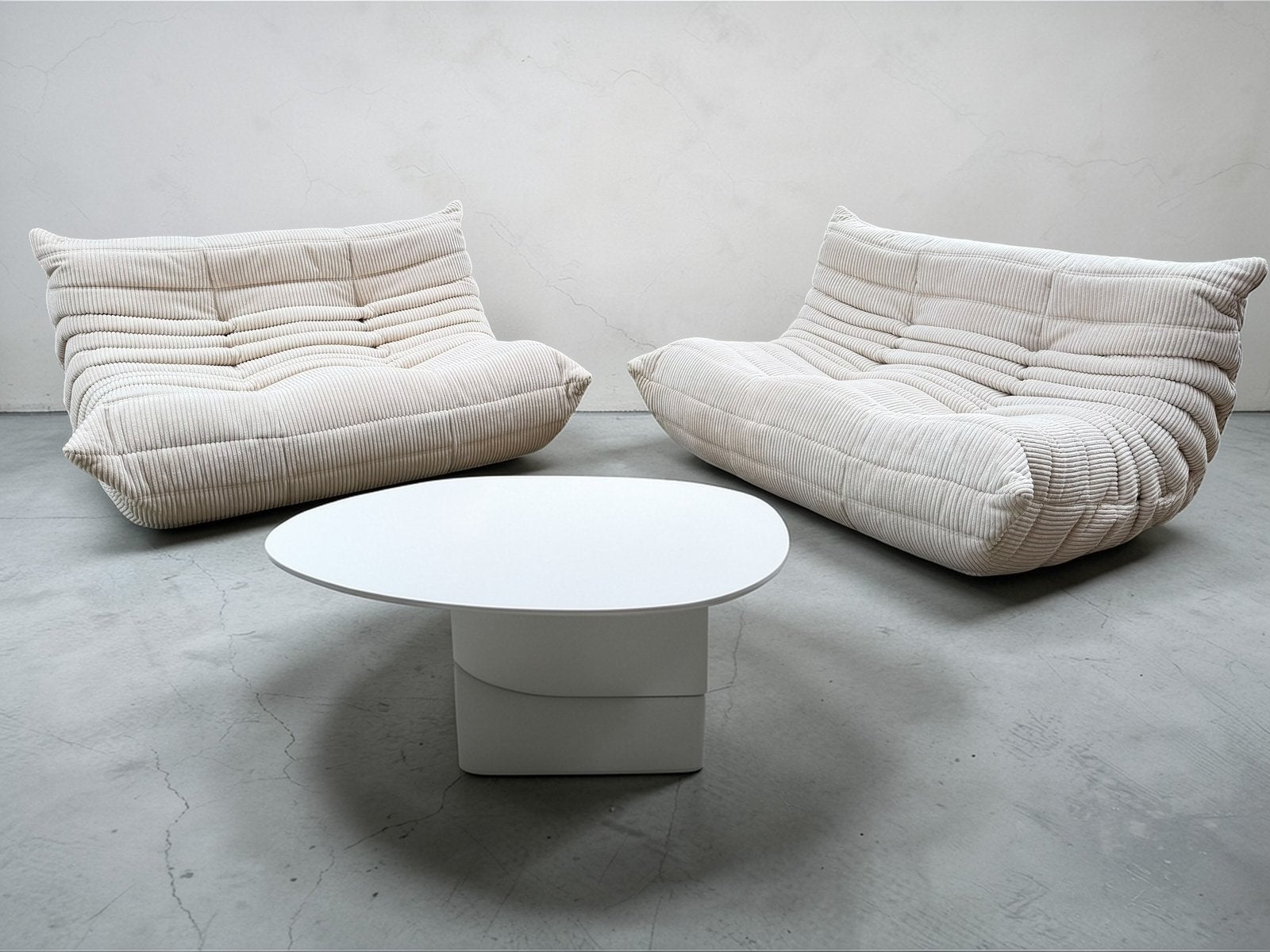 Togo sofa in Beige Corduroy (velours côtelé) 2x 2zit + hoek, Ophalen of Verzenden, Zo goed als nieuw, Togo ligne roset
