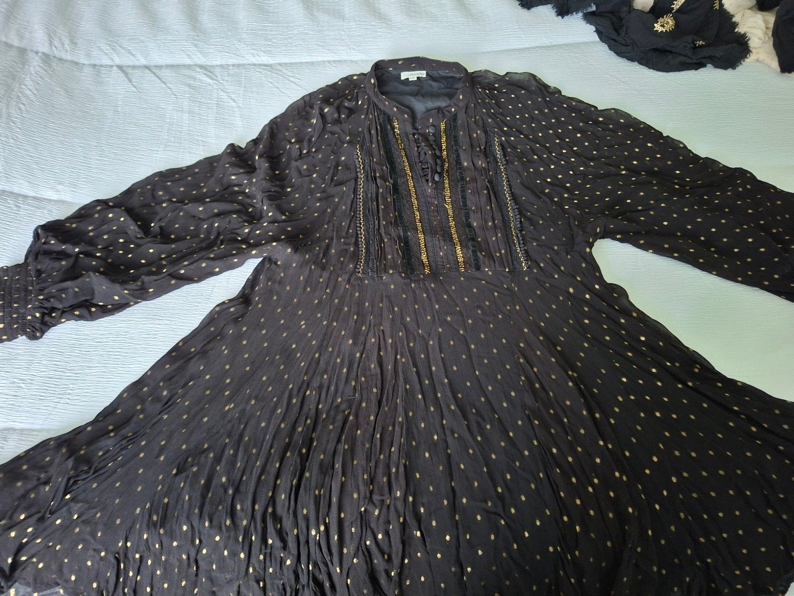 Ibiza Mode Zwarte Jurk met Gouden Stippen XL/XXL, Ibiza Mode, Zwart, Maat 46/48 (XL) of groter, Ophalen of Verzenden