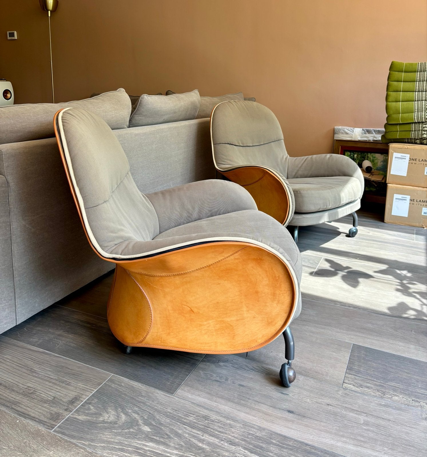 2 Fauteuils ‘Louisiana’ - ontwerp van Paul McCobb, Huis en Inrichting, Ophalen, Gebruikt, Twee, Bruin