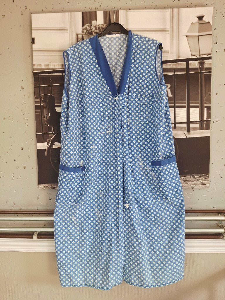 Retro Katoenen Schort - Ma Flodder Stijl Jaren 60, Ophalen of Verzenden, Gebruikt, Knoop of Knopen