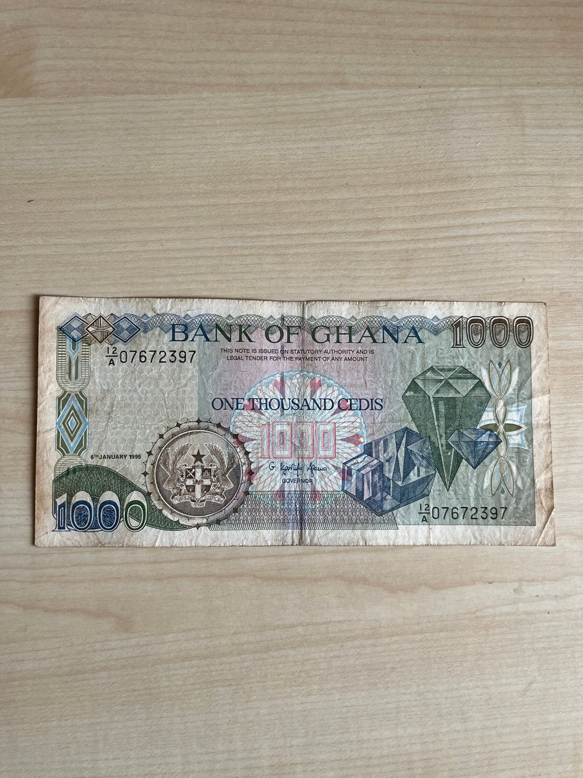 1000 Cedi Ghana 1995, Ophalen of Verzenden, Overige landen