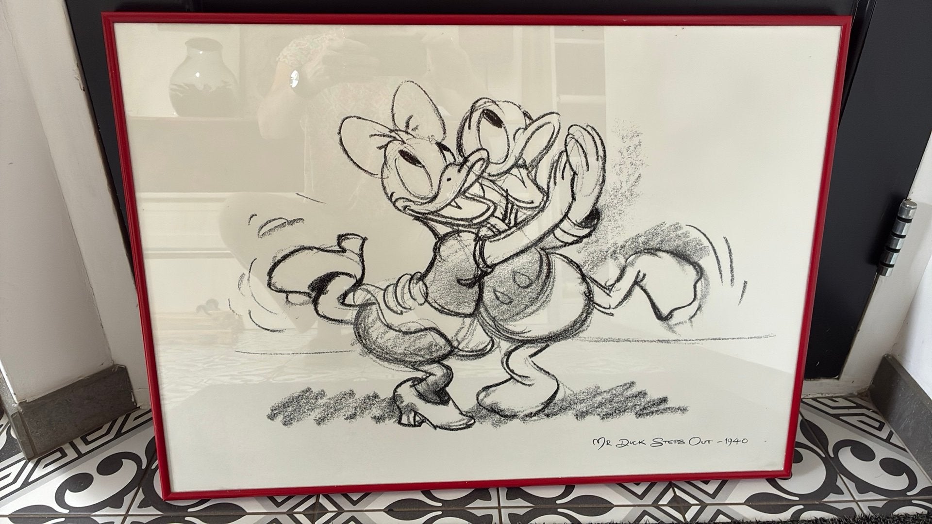 Houtskool tekening donald duck, Ophalen