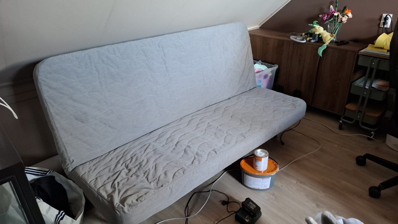 IKEA NYHAMN 3-zits slaapbank met foammatras, Ophalen, Tweepersoons, 140 cm, Zo goed als nieuw