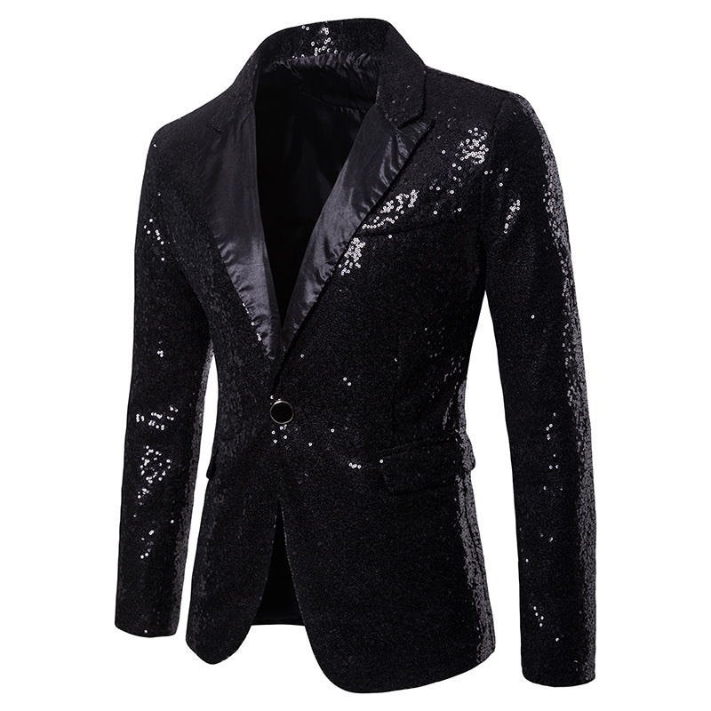Heren zwart glitter colbert mannen zwarte blazer paillet, Verzenden, Nieuw, Overige maten, Zwart