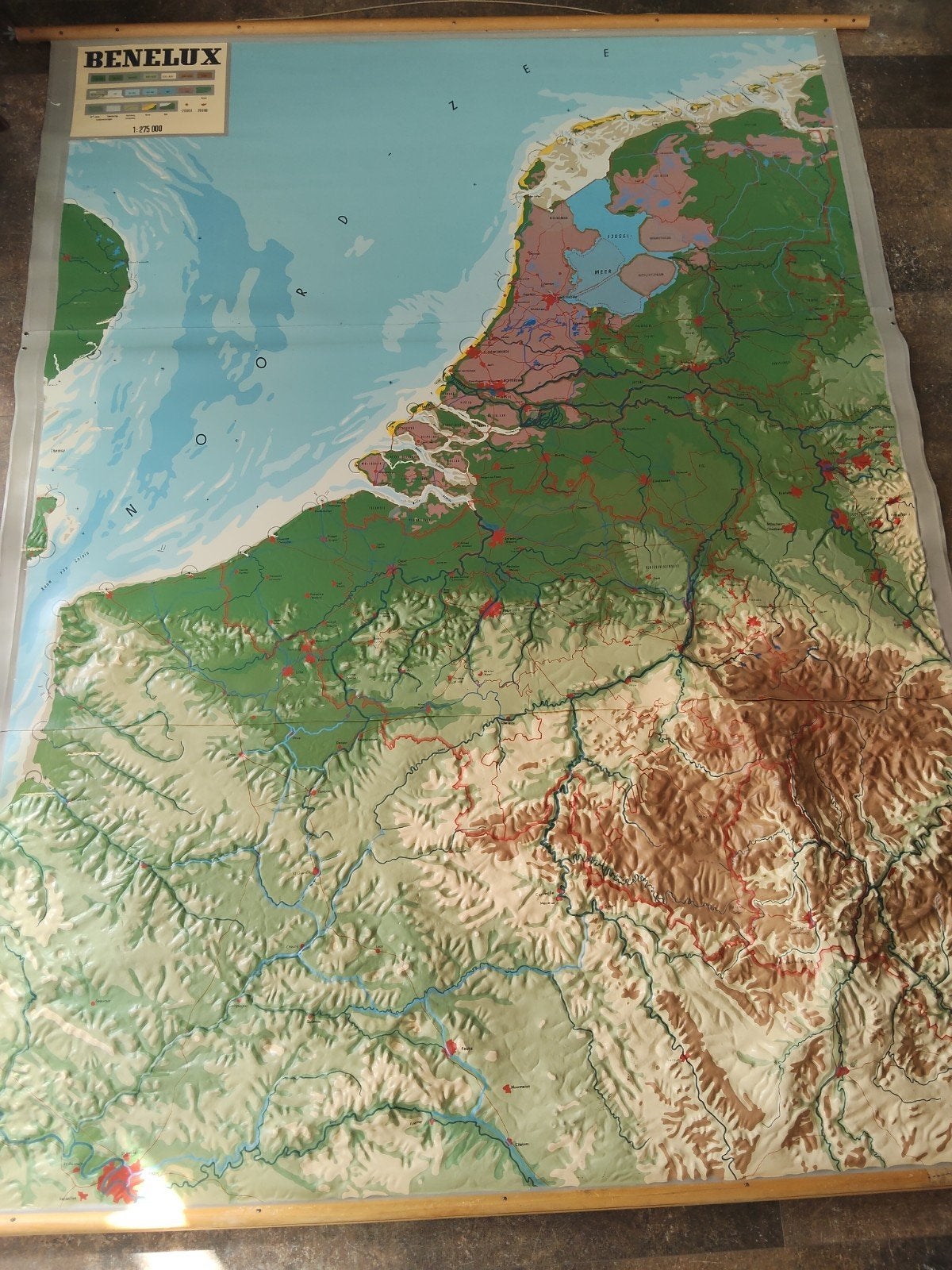 Grote 3D Schoolkaart Benelux - Uniek en Decoratief, Ophalen, Aardrijkskunde