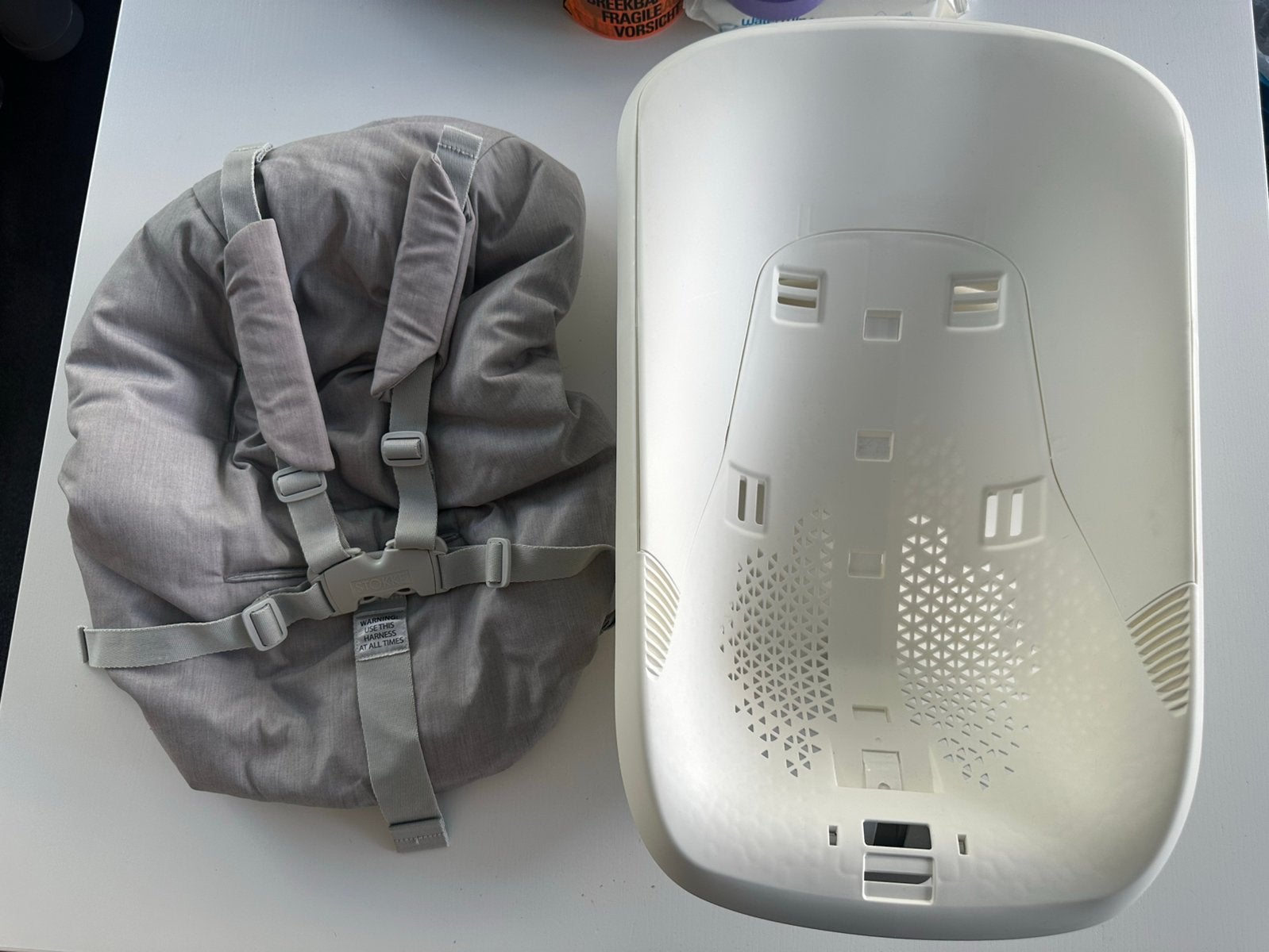 Stokke Tripp Trapp Newborn Set grijs – met harnas, Ophalen of Verzenden, Gebruikt