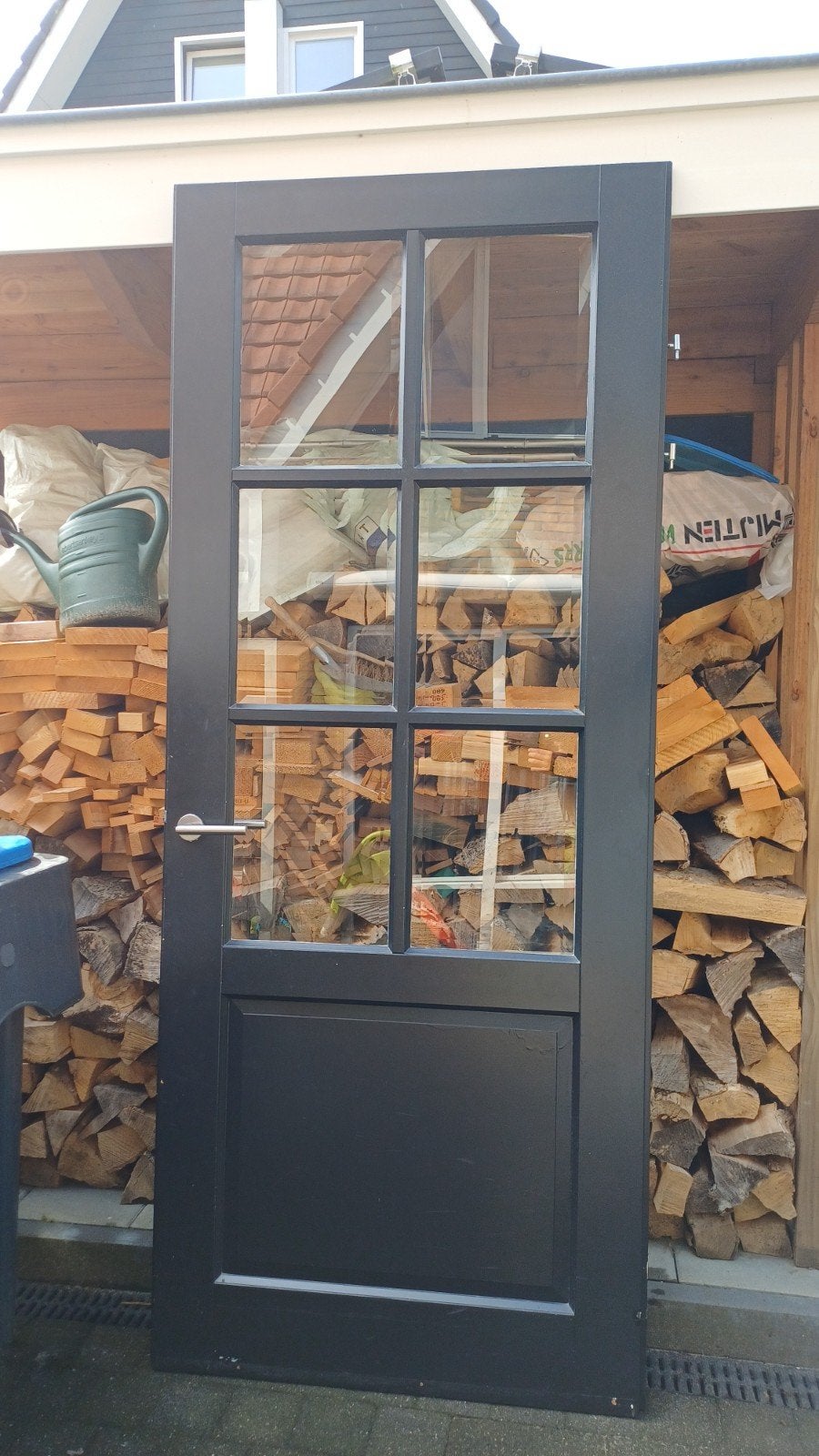 Opdekdeur 93x231,5 cm linksdraaiend met glas, Doe-het-zelf en Verbouw, Ophalen, Gebruikt, 80 tot 100 cm, 215 cm of meer