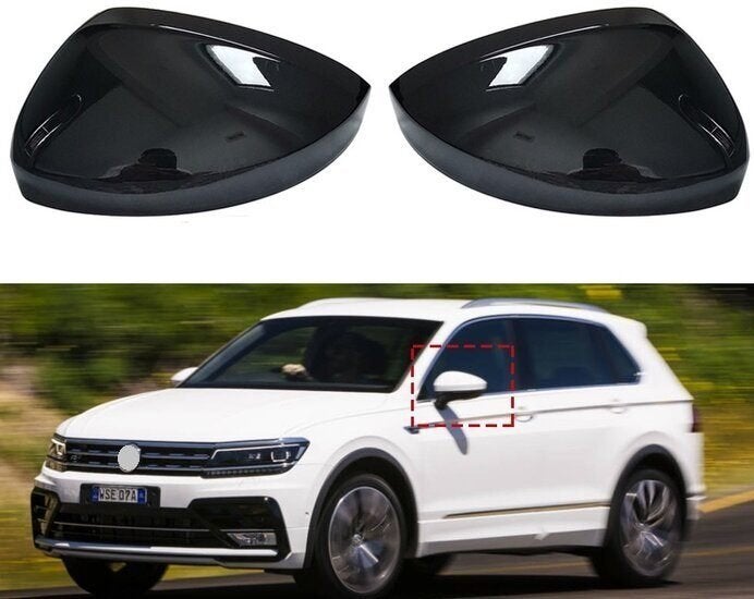 Spiegelkappen Geschikt Voor Volkswagen Tiguan II Glans Zwart