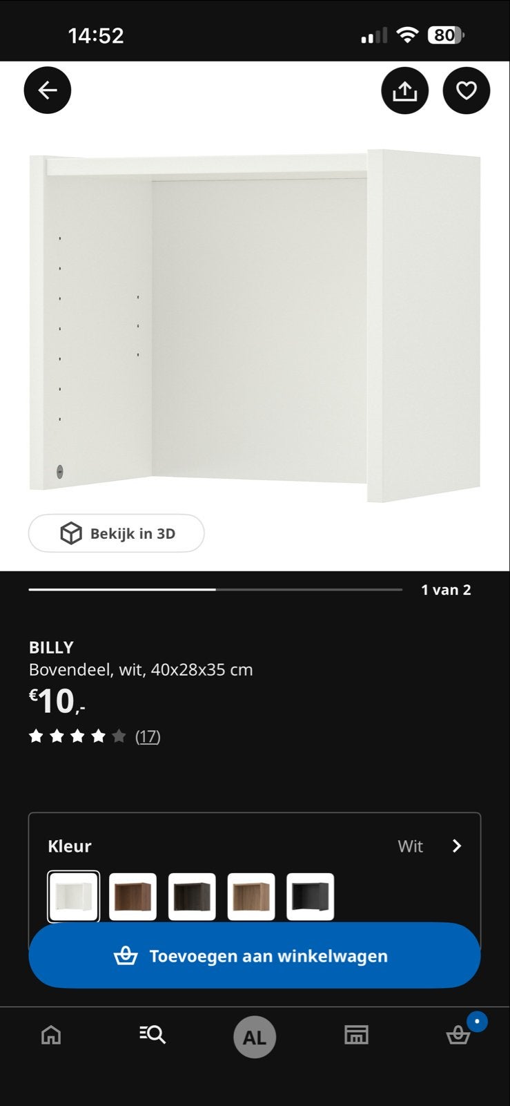 IKEA BILLY Bovenopzetstuk Wit 40x28x35 cm, Huis en Inrichting, Ophalen, Zo goed als nieuw