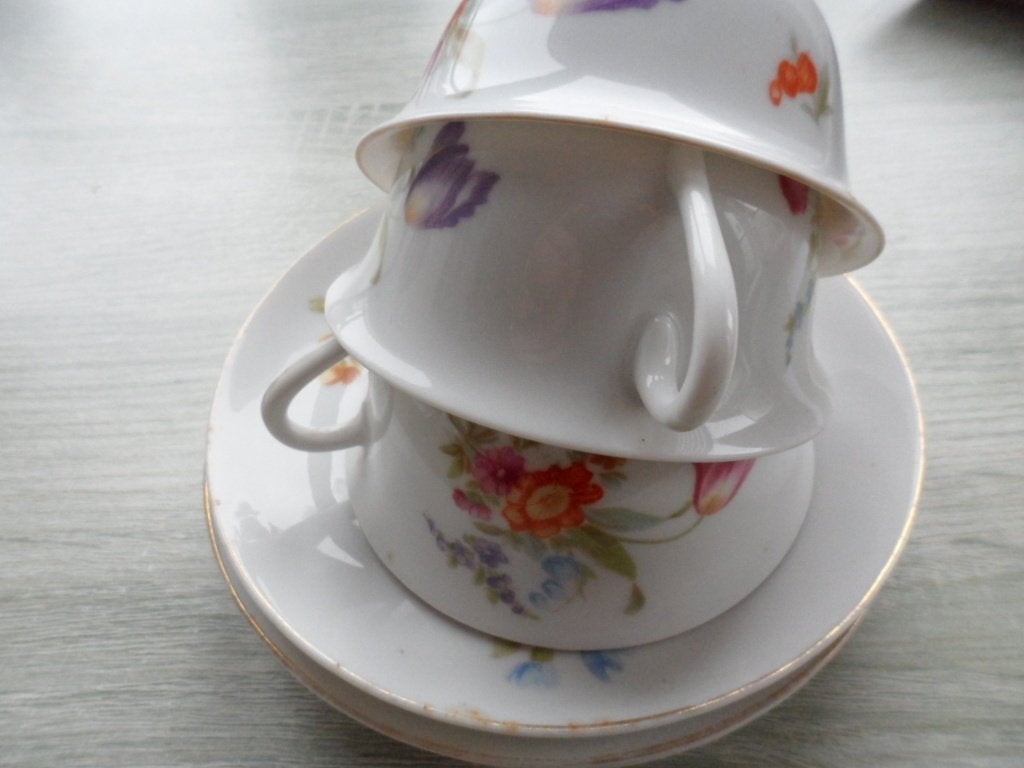 6 ANTIEKE ROSENTHAL EIERSCHAAL PORSELEIN KOP & SCHOTElS, Antiek en Kunst, Antiek | Porselein, Ophalen of Verzenden