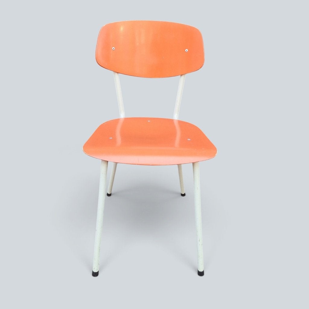 Vintage stoel met roze-oranje zitting en metalen frame, Ophalen, Gebruikt, Overige kleuren, Onbekend