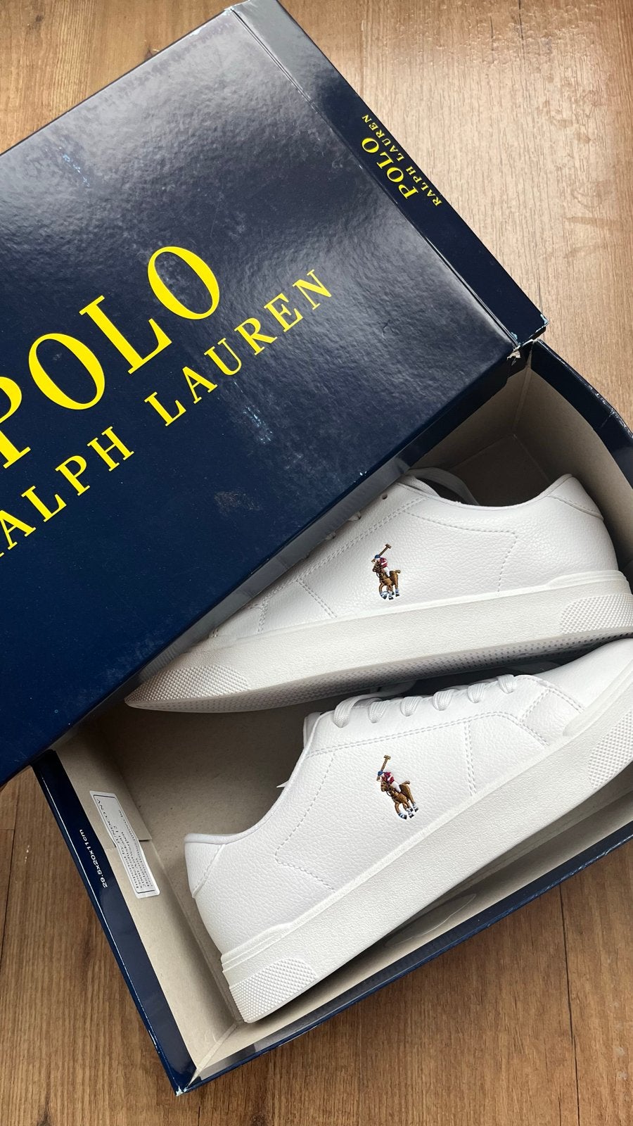 Polo Ralph Lauren sneakers wit met bruin logo, maat 36, Kleding | Dames, Ophalen of Verzenden, Nieuw, Wit, Sneakers of Gympen
