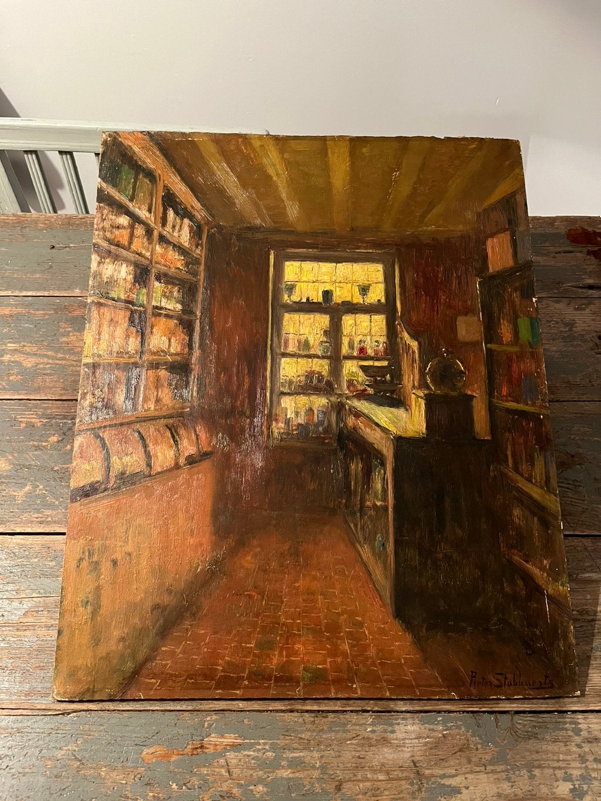 KUNST SCHILDERIJ OLIE OP PANEEL PIETER STOBBAERTS GEKEND!, Antiek en Kunst, Paneel, Ophalen of Verzenden, Olieverf, Klassiek