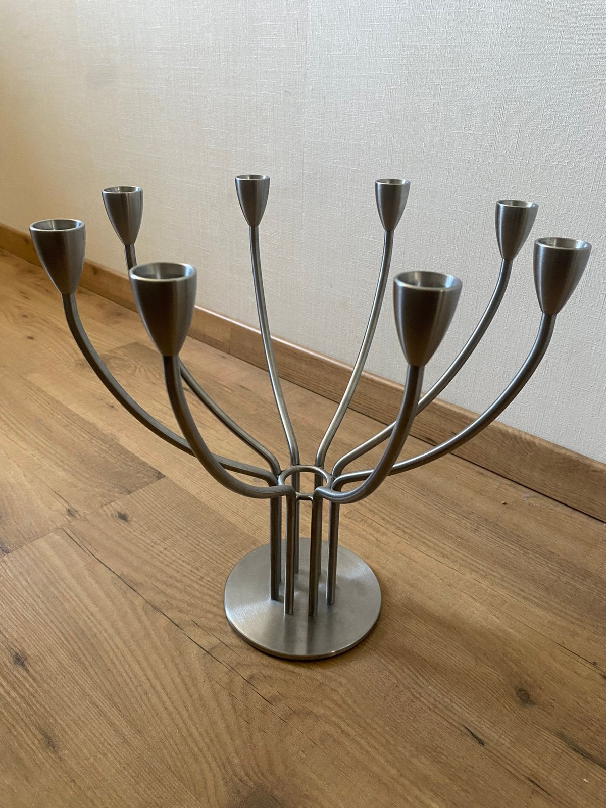 Grote vintage kandelaar IKEA Hagberg roersvrij staal, Ophalen of Verzenden, Zo goed als nieuw, Kandelaar, IKEA