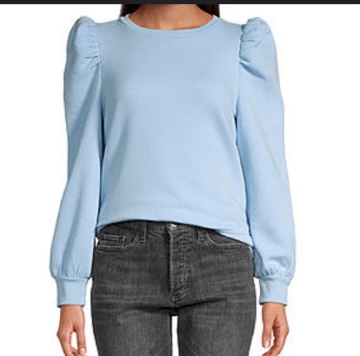 Shein lichtblauwe trui met pofmouwen - Maat S, Kleding | Dames, Blauw, Ophalen of Verzenden, Zo goed als nieuw, Lange mouw