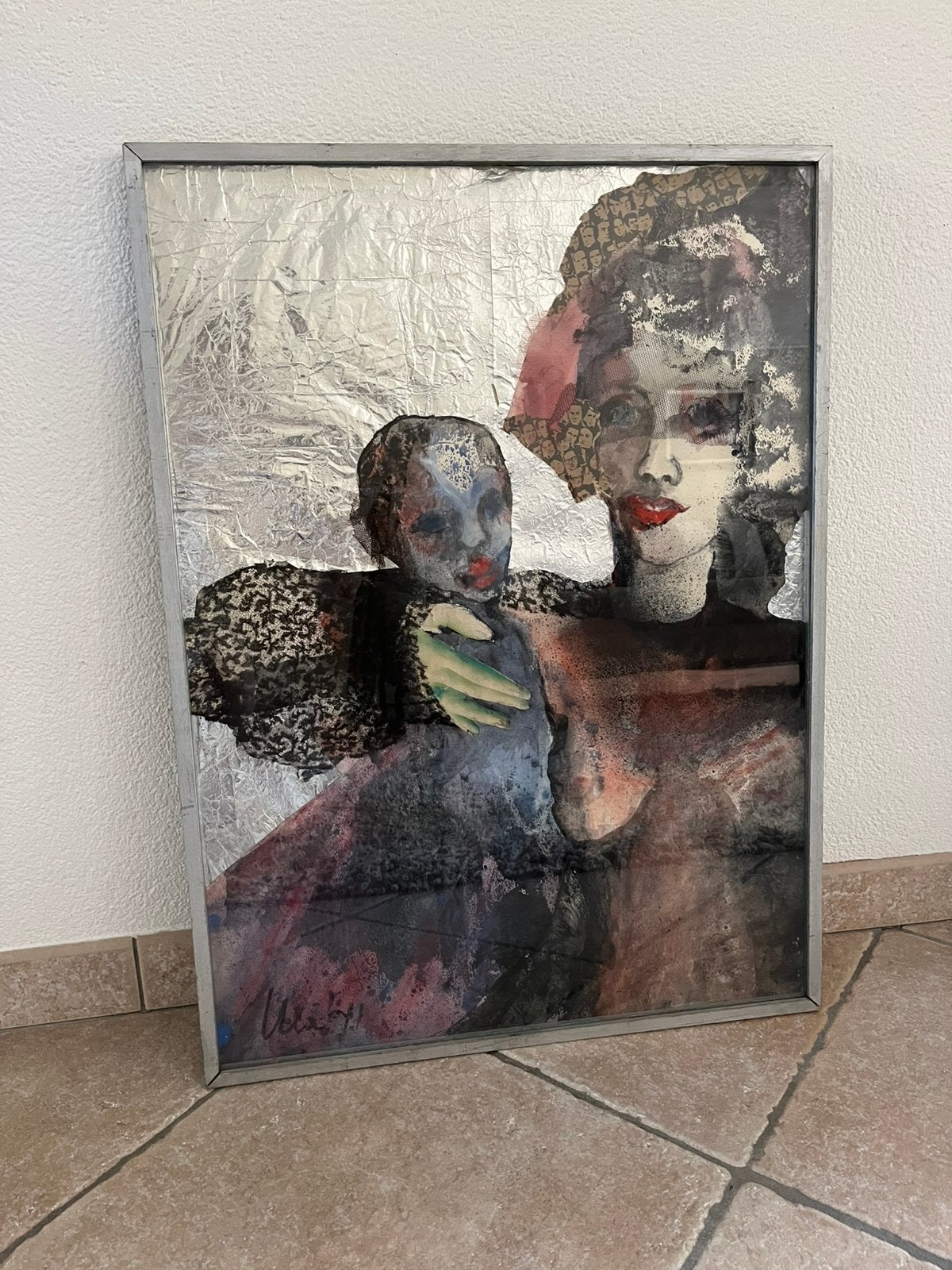 Uniek modern kunstwerk (collage, ingelijst), Abstract, Ophalen of Verzenden, Overige materialen, Collage