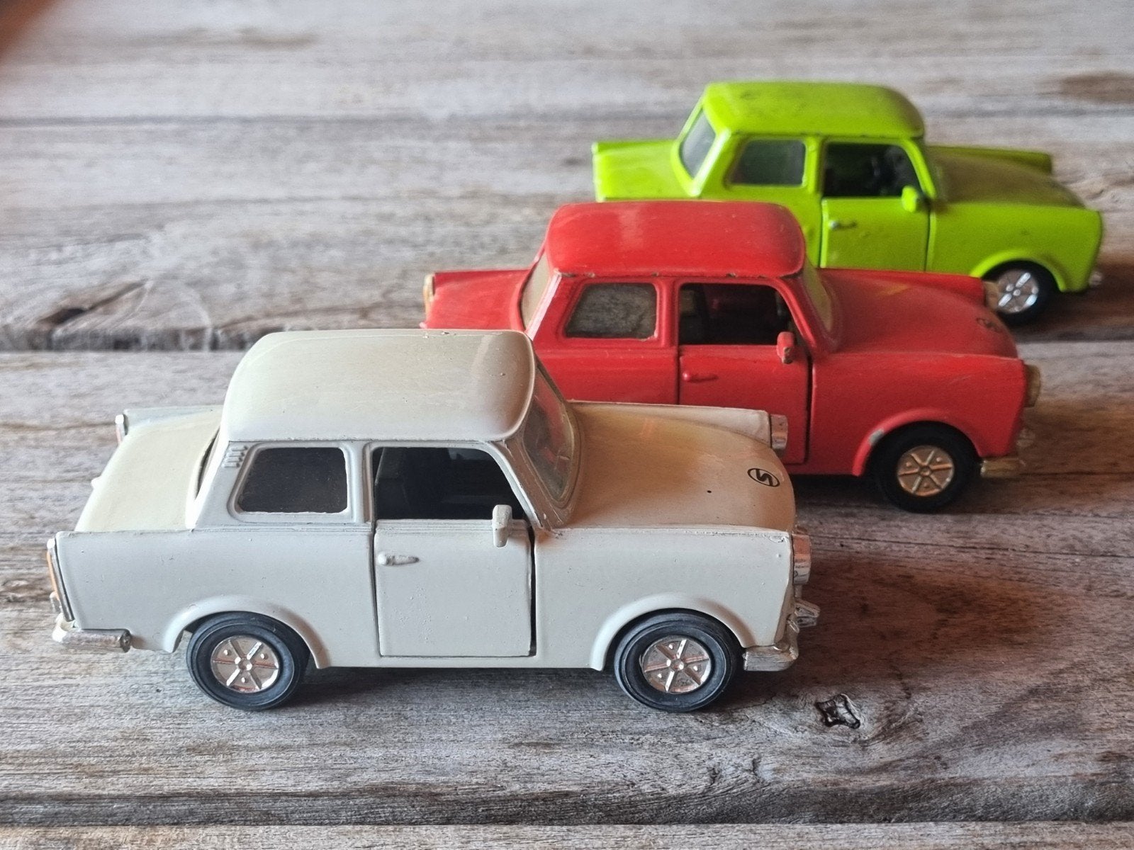 Set van 3 Trabant modelauto's - DDR-1989, Overige merken, Gebruikt, 1:50 of kleiner, Auto