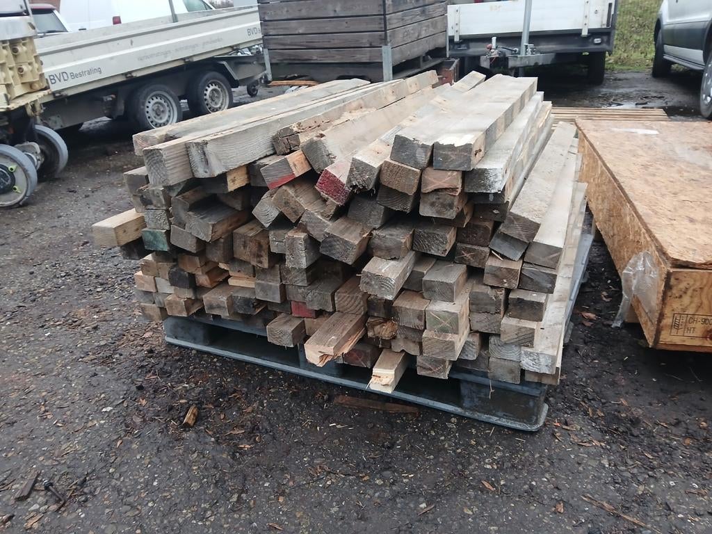 Brandhout droog op pallet balkjes, Tuin en Terras, Haardhout, Minder dan 3 m³, Ophalen