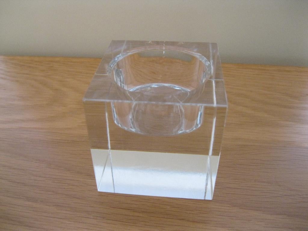Glazen kandelaar vierkant nieuw! 5,5 X 5,5 cm, Overige materialen, Nieuw, Ophalen of Verzenden, Kandelaar