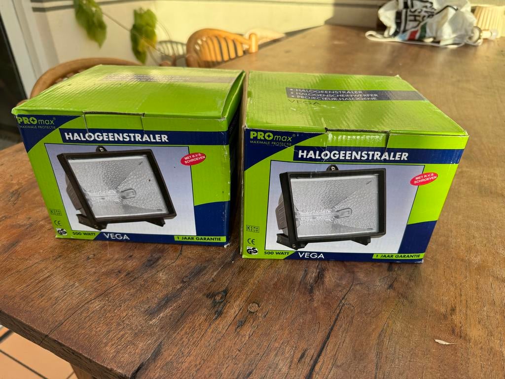 2 Halogeen Bouwlampen - Vega ProMax 500W, Ophalen, Gebruikt, 500 watt of meer, Lamp met armatuur