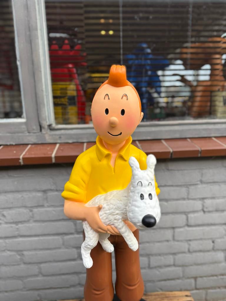 Groot Kuifje beeld met Bobby, Verzamelen, Beelden en Beeldjes, Ophalen, Zo goed als nieuw, Mens