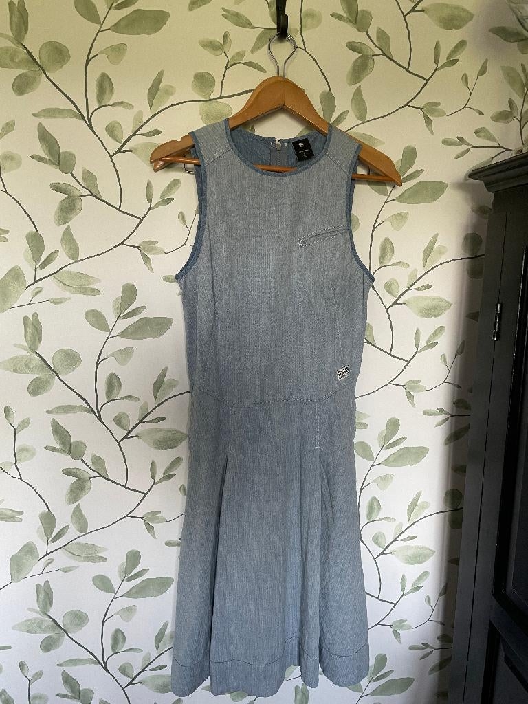 G-star lichtblauwe denim jurk zomerjurk small 36, Blauw, Ophalen of Verzenden, Zo goed als nieuw, Maat 36 (S)