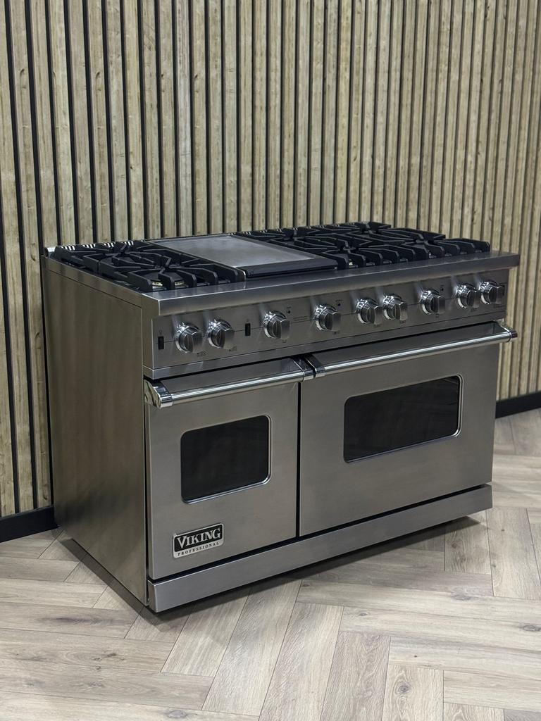 Luxe Viking 121cm Inox Gas met Krachtige Branders, Witgoed en Apparatuur, Fornuizen, 60 cm of meer, Grill, Ophalen of Verzenden