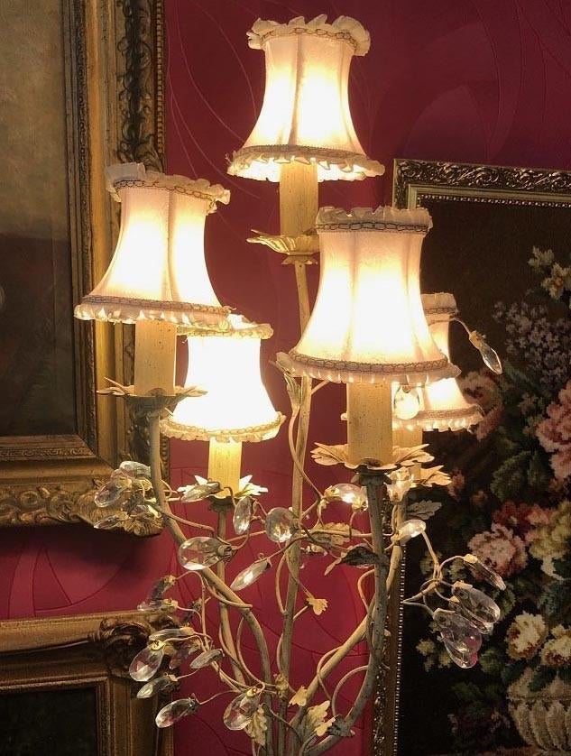 Staande lamp kristallen kroonluchter - klassiek lampenkapjes, Huis en Inrichting, Lampen | Vloerlampen, Zo goed als nieuw, 150 tot 200 cm