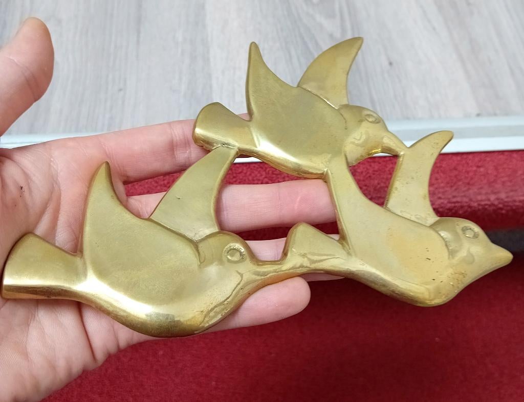 3 messing vogels wand decoratie, made in india, Antiek en Kunst, Ophalen of Verzenden