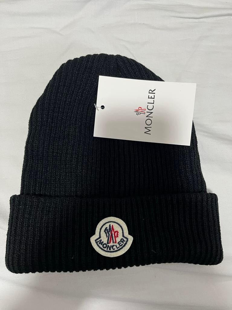 Zwarte Moncler Muts, Kleding | Heren, Mutsen, Sjaals en Handschoenen, Ophalen of Verzenden, Nieuw, Overige maten, Muts