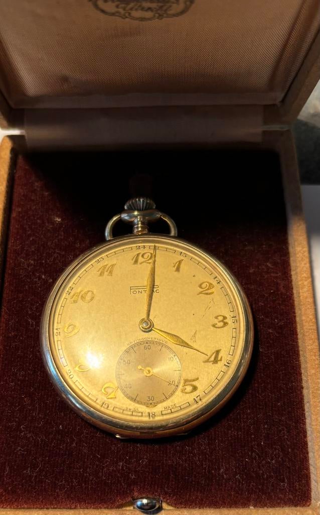 Pontiac gouden zakhorloge 14 krts, Ophalen of Verzenden, Zo goed als nieuw