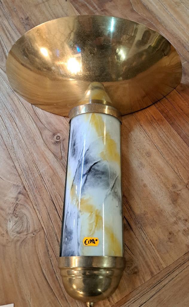 Art Deco wandlamp glas met messing 43 cm hoog en 40 cm breed, Ophalen of Verzenden