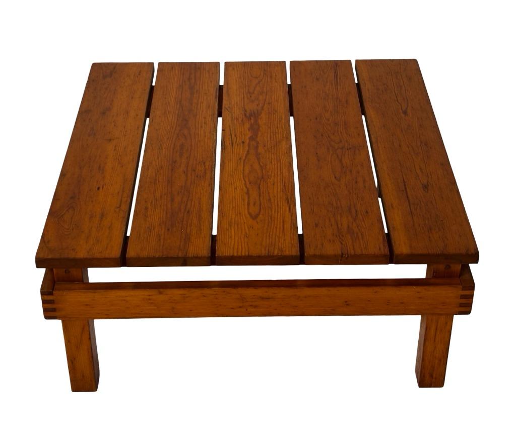 Vintage Salontafel Pinewood Slatted Design Jaren 70, Gebruikt, Vintage, 50 tot 100 cm, Minder dan 50 cm